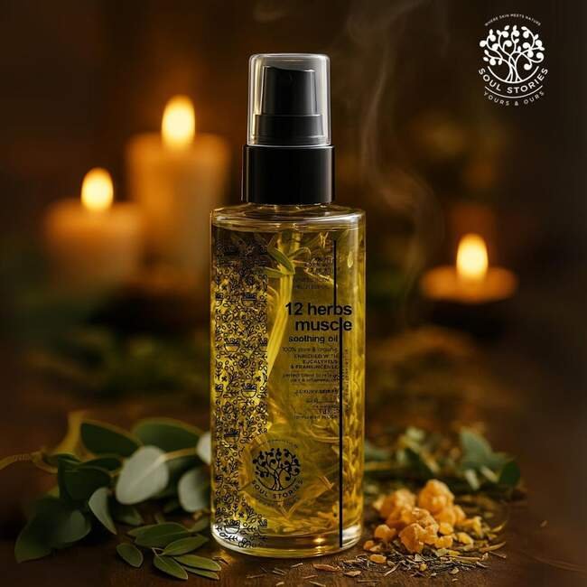 12 herbs Muscle Soothing Oil — herbs-infused body wellness oils