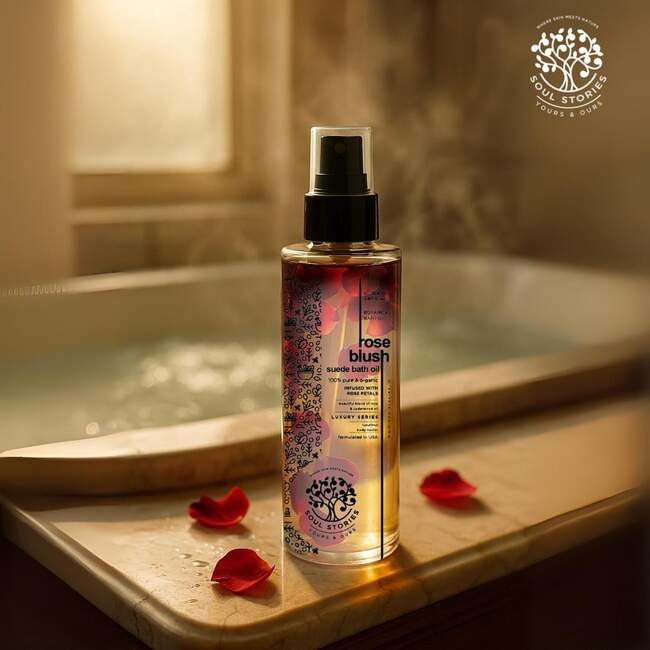 Rose Blush Suede Bath Oil — botanical bath oils